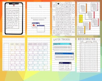 BLANK Tech Themed Bullet Journal Template PDF