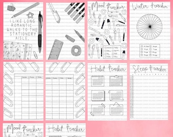 No Color BLANK Stationery Themed Bullet Journal Template PDF