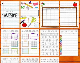 BLANK Back To School Themed Bullet Journal Template PDF