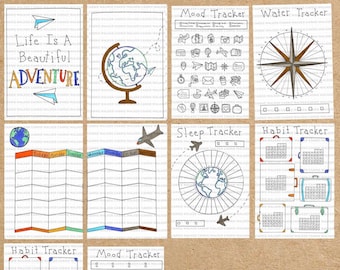 BLANK Adventure Themed Bullet Journal Template PDF