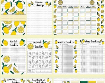 BLANK Lemon Themed Bullet Journal Template PDF