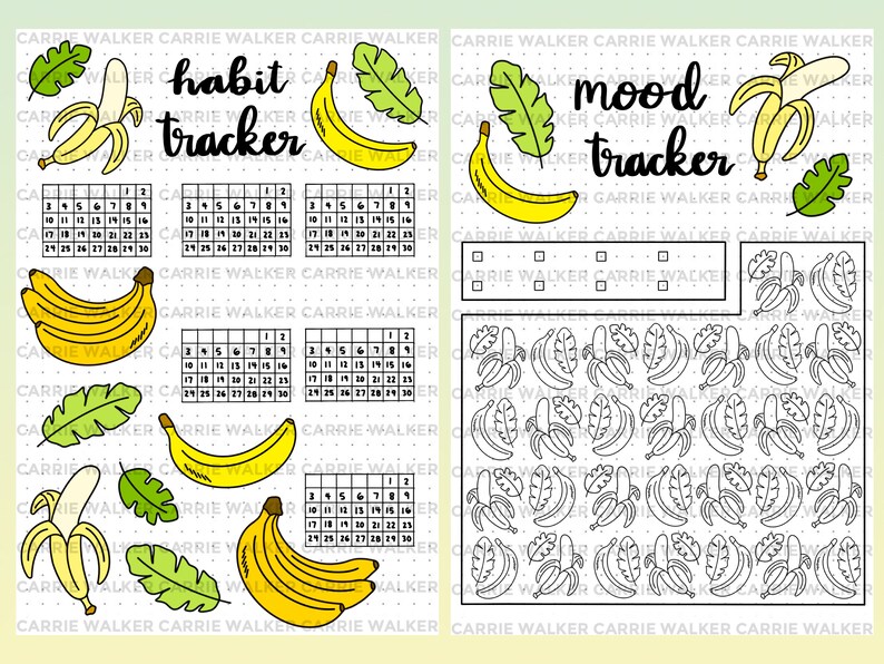 April 2022 Banana Themed Bullet Journal Spreads PDF Etsy