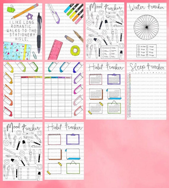 BLANK Stationery Themed Bullet Journal Template PDF 