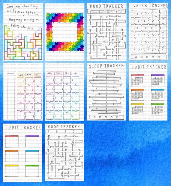 BLANK Puzzle Themed Bullet Journal Template PDF 