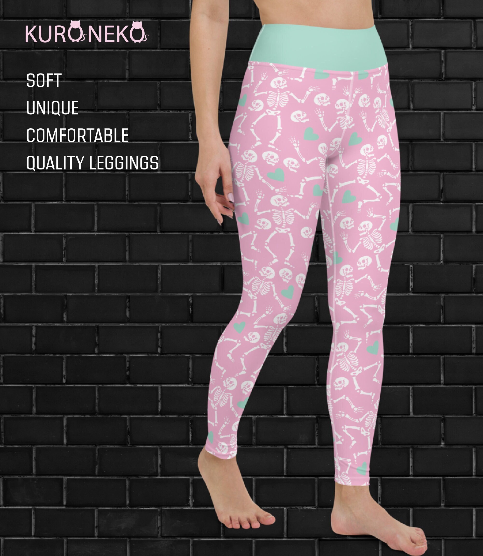 Cute Halloween Leggings Pastel Skeleton 