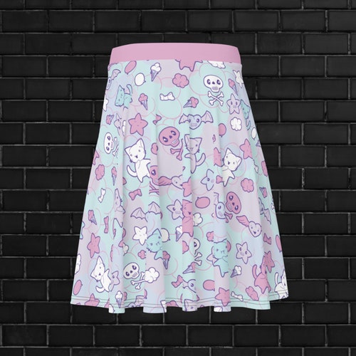 Kawaii Pastel Cats Skirt Kawaii Clothing Pastel Goth Etsy