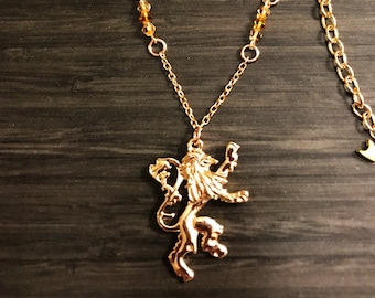 House Lannister Lion Pendant Bead Necklace - Includes FREE gift bag