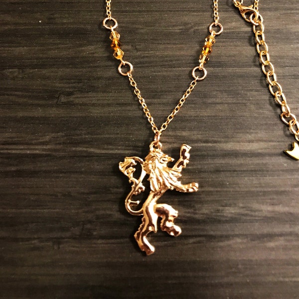 House Lannister Lion Pendant Bead Necklace - Includes FREE gift bag