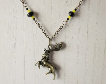 House Baratheon Stag Black and Yellow Bead Necklace - Includes FREE gift bag