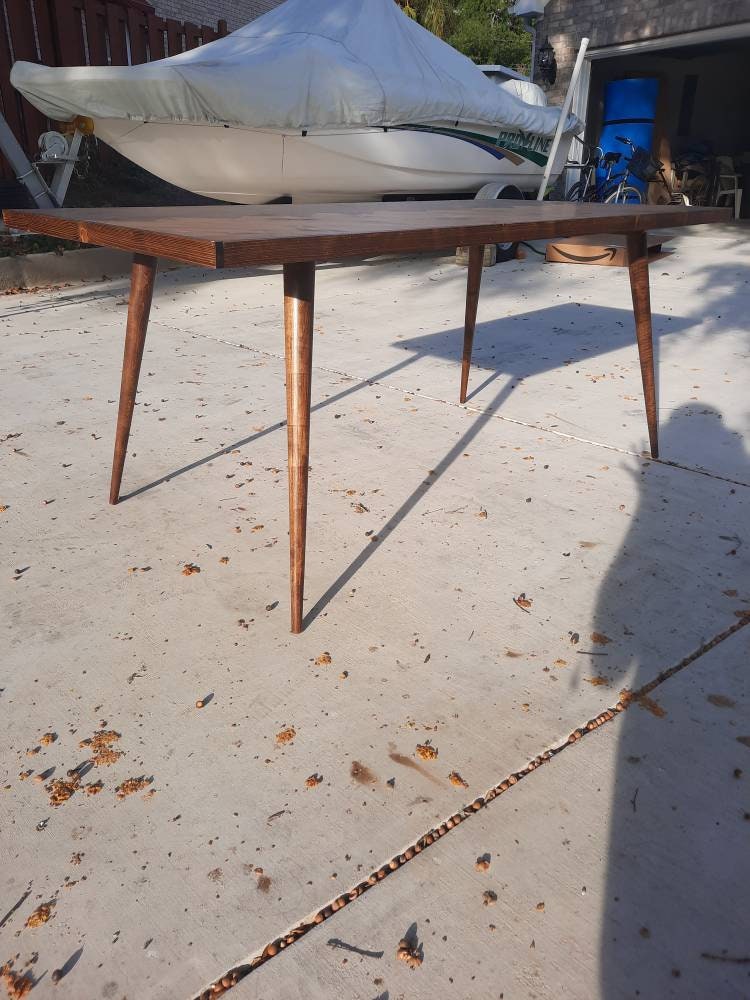 Handcrafted Solid Wood Mid-century Herringbone Table - Etsy