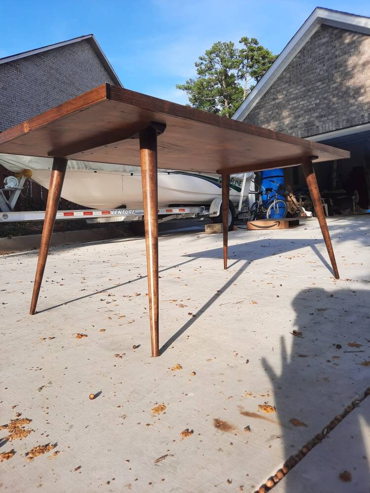 Handcrafted Solid Wood Mid-century Herringbone Table - Etsy