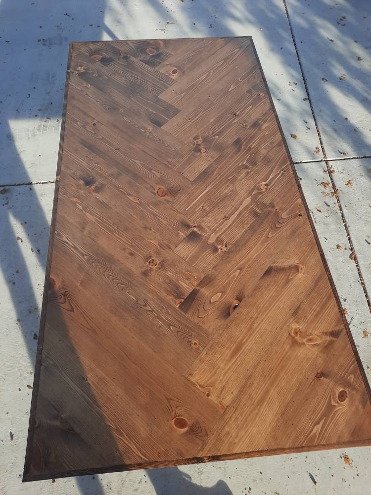 Handcrafted Solid Wood Mid-century Herringbone Table - Etsy