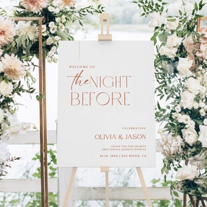 Wedding Rehearsal Dinner Welcome Sign, The Night Before Welcome Sign Template, Printable Welcome Wedding Decor, Editable Canva template, 142