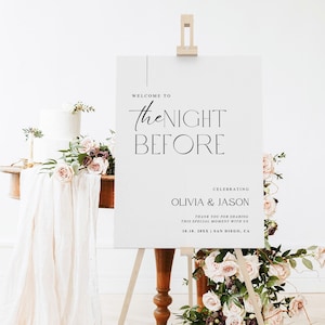 Wedding Rehearsal Dinner Welcome Sign, The Night Before Welcome Sign Template, Printable Welcome Wedding Decor, Editable Canva template, 142