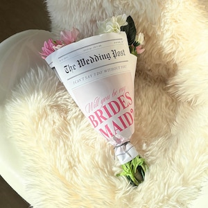Editable Bridesmaid Proposal Newspaper Bouquet, Canva Bridesmaid Newspaper Flower Wrap Template, Newspaper Bridesmaid Proposal Card, 119