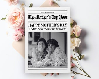 Canva mothers day newspaper template, Editable newspaper mothers day card, Printable mothers day digital download gift, 154