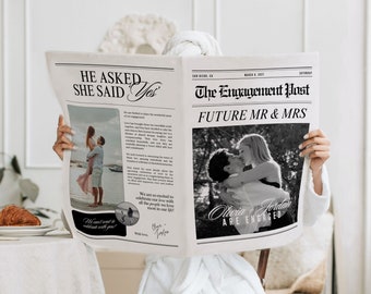 Canva Wedding Engagement Newspaper template, Editable newspaper wedding engagement, Engagement Wedding Newspaper For Photography, 101