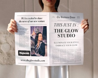 Editable Large Newspaper New Business Announcement, Canva Business Newspaper Template, Business Announcement Newspaper For Photography, 108