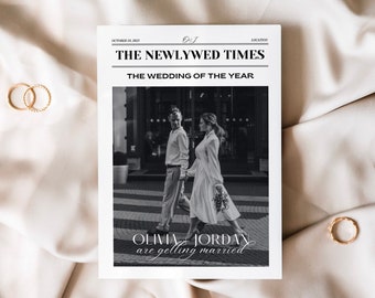 Canva Wedding Newspaper Template, Editable Newspaper Wedding Program, Newspaper Club Tabloid Template, Folded Large Wedding Newspaper, 040