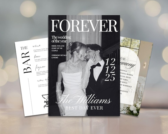 Wedding Magazine Template, Editable Wedding Programs, Wedding Booklet, Wedding Itinerary, Wedding Welcome Gifts, Custom Canva Template, 336