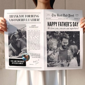 Canva-sjabloon voor vaderdag krant, eerste vaderdag DIY cadeau voor man, afdrukbare kaart voor vader, bewerkbare instant download geschenken, 161
