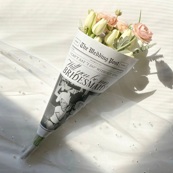 Bridesmaid Proposal Newspaper Flower Bouquet, Printable Newspaper Bridesmaid Gifts, Maid of Honor Proposal Card, Will You Be My.., 165
