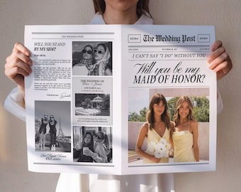 Plantilla de periódico para propuesta de dama de honor, ramo de flores de periódico como regalo para dama de honor, tarjeta de propuesta de dama de honor, ¿Quieres ser mi...?, 165