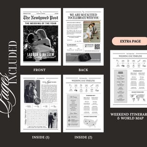 Large Newspaper Wedding Program, Canva Wedding Newspaper Template, Newspaper Club Tabloid Template, Folded Large Wedding Day Newspaper, 078 image 5