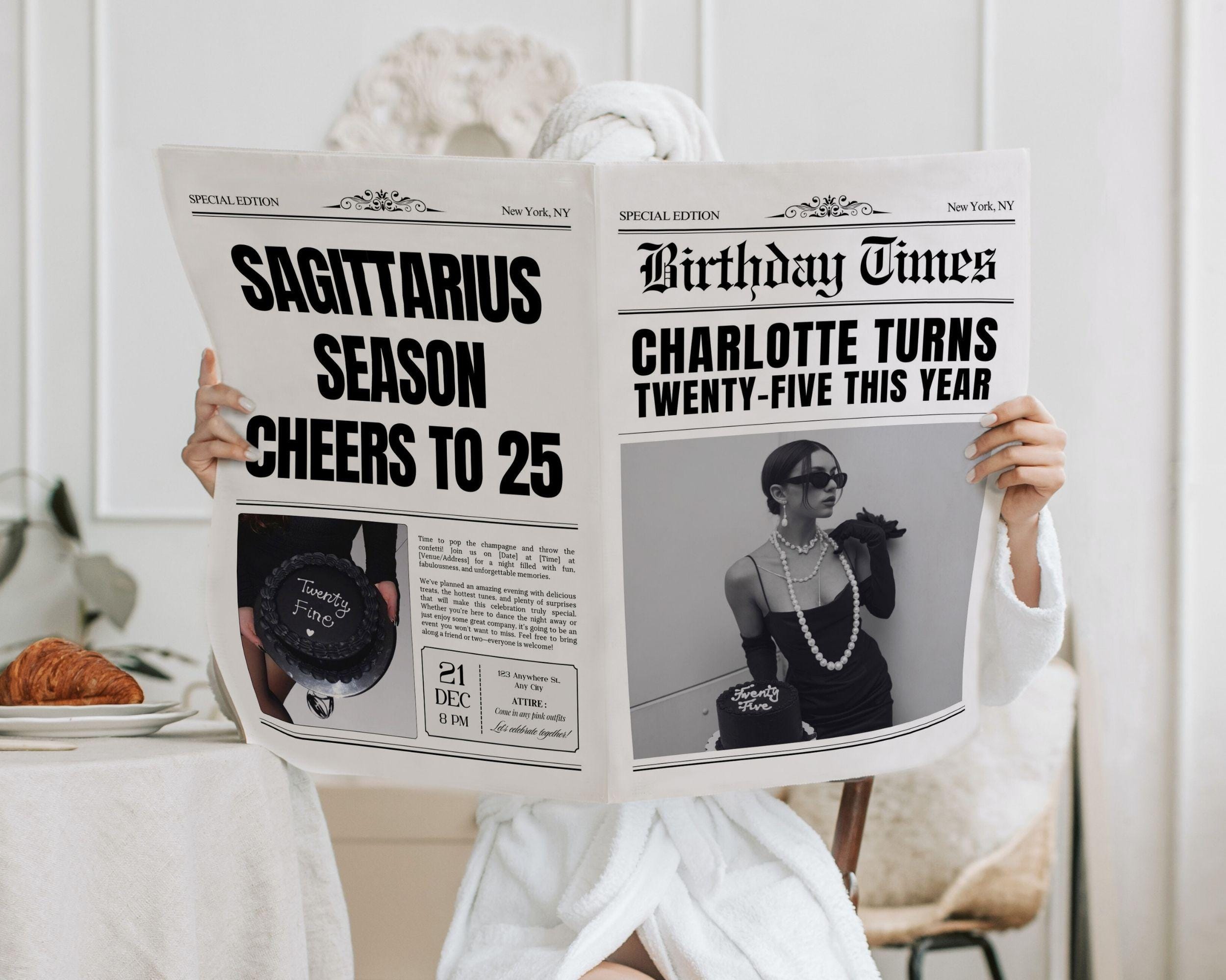 Birthday Newspaper Template, Printable Custom Newspaper for Birthday Photoshoot, Editable Canva Template, Birthday Party News Paper, 289