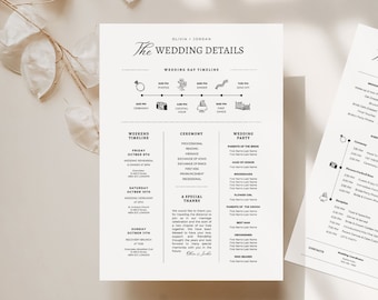 Editable Wedding party timeline, Canva wedding timeline modern, Custom wedding day timeline template, Wedding weekend itinerary template,060