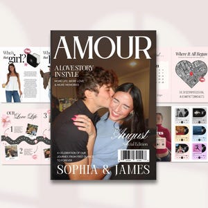 Personalized Couple Magazine Template, Custom Anniversary gift for boyfriend, Birthday Gifts for him and her, Canva Magasine, 327