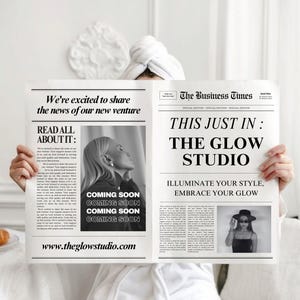 Digital Business Newspaper Announcement, Custom Newspaper Template For Social Media, Opening Soon Newsletter, Editable Canva Template, 291