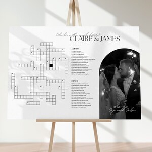 Custom wedding crossword puzzle, Large Crossword puzzle for wedding template, Personalized Sip and Solve Bridal Shower Crossword, 033