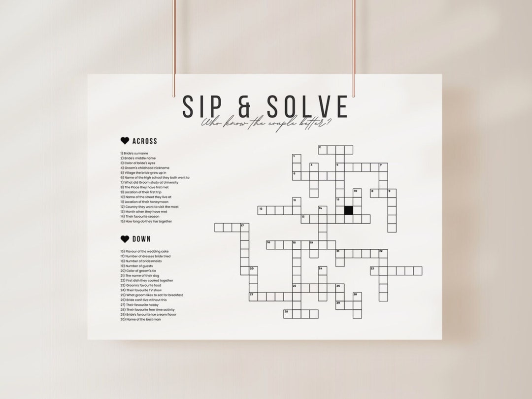 Canva Wedding Crossword Puzzle Editable Crossword Puzzle for Etsy