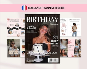 Birthday magazine template, Personalized gift for best friend, Magazine personnalisé anniversaire, Custom Canva Templates