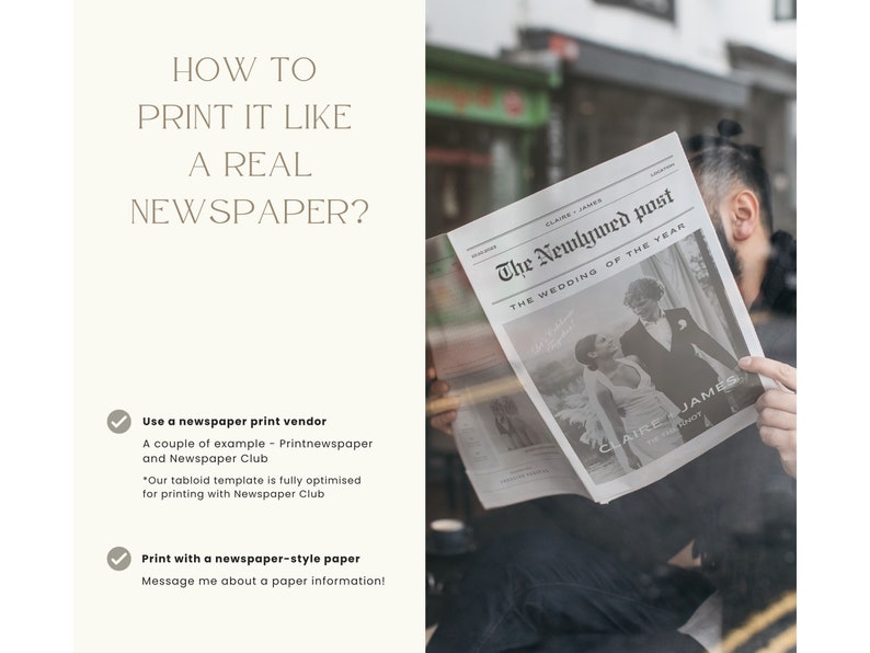 Canva Wedding Newspaper Template, Editable Newspaper Wedding Program ...