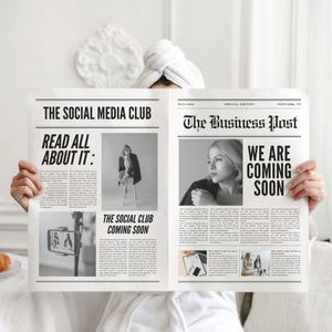 Canva Business Newspaper Template, Custom Newspaper For Social Media, Large Newspaper Announcement for photoshoot, Opening Soon newsletter