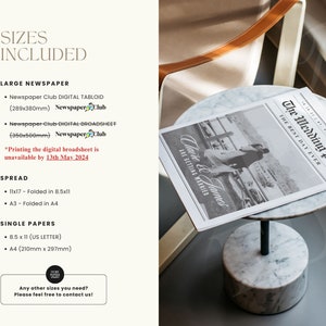 Large Newspaper Wedding Program, Canva Wedding Newspaper Template, Newspaper Club Tabloid Template, Folded Large Wedding Day Newspaper, 110 zdjęcie 4