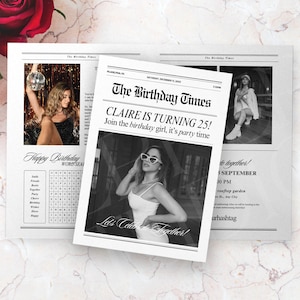 Canva Birthday Newspaper Template, Editable Newspaper Birthday, Large Newspaper Template, Birthday Newspaper For Photography, 093