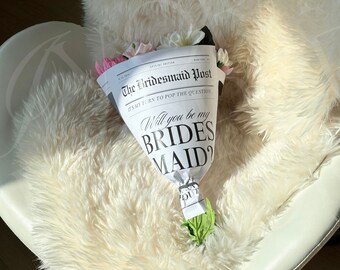 Editable Bridesmaid Proposal Newspaper Bouquet, Canva Bridesmaid Newspaper Flower Wrap Template, Newspaper Bridesmaid Proposal Card, 109