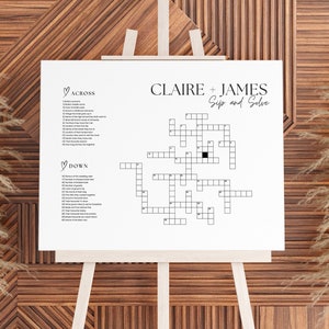 Custom wedding crossword puzzle, Large Crossword puzzle for wedding template, Personalized Sip and Solve Bridal Shower Crossword, 074