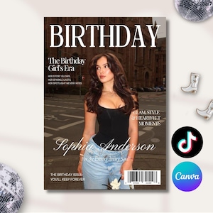 Canva Birthday Magazine Template, Custom Gift For Best Friend, Editable Birthday Keepsake, Bestie Gifts, Gift For Her, Vogue Magazine, 325