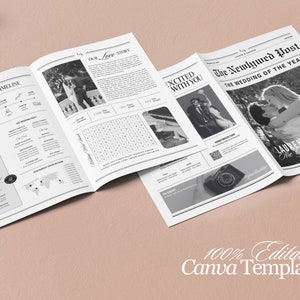 Large Newspaper Wedding Program, Canva Wedding Newspaper Template, Newspaper Club Tabloid Template, Folded Large Wedding Day Newspaper, 078 image 6