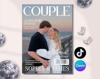 Canva Couple Magazine Template, Custom Anniversary gift for boyfriend, First Wedding Anniversary, Printable Gifts for him and her, 327