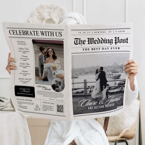 Große Zeitung Hochzeitsprogramm, Canva Hochzeit Zeitung Vorlage, druckbare Hochzeitseinladung, bearbeitbare Hochzeitstag benutzerdefinierte Zeitung, 110
