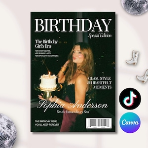 Canva Birthday Magazine Template, Custom Gift For Best Friend, Editable Birthday Keepsake, Bestie Gifts, Gift For Her, Vogue Magazine, 328
