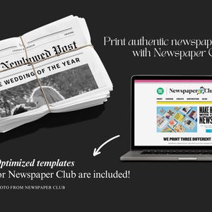 Large Newspaper Wedding Program, Canva Wedding Newspaper Template, Newspaper Club Tabloid Template, Folded Large Wedding Day Newspaper, 078 image 9