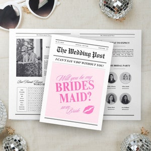 Canva Bridesmaid Newspaper Flower Wrap Template, Editable Bridesmaid Proposal Newspaper Bouquet, Newspaper Bridesmaid Proposal Card, 119