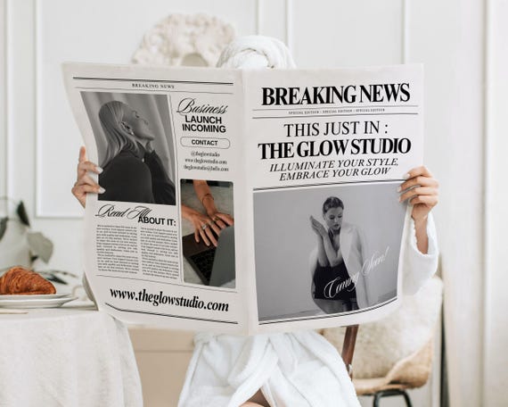 Custom Newspaper Template, Business Newspaper For Photoshoot, Editable News paper Announcement, Opening Soon newsletter, Canva Template, 290