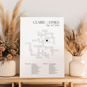 Large Crossword puzzle for wedding template,Custom wedding crossword puzzle,  Personalized Sip and Solve Bridal Shower Crossword, 074